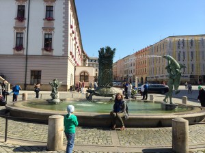 At one of many of Olomouc's Neoclassical fountains.