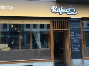 The window is full of coffee beans; also this place has the best homemade chocolate cake.