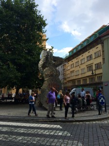 A David Černý sculpture called, I think, "The Womb."