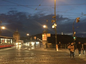View across the Vltava from Café Slavia.